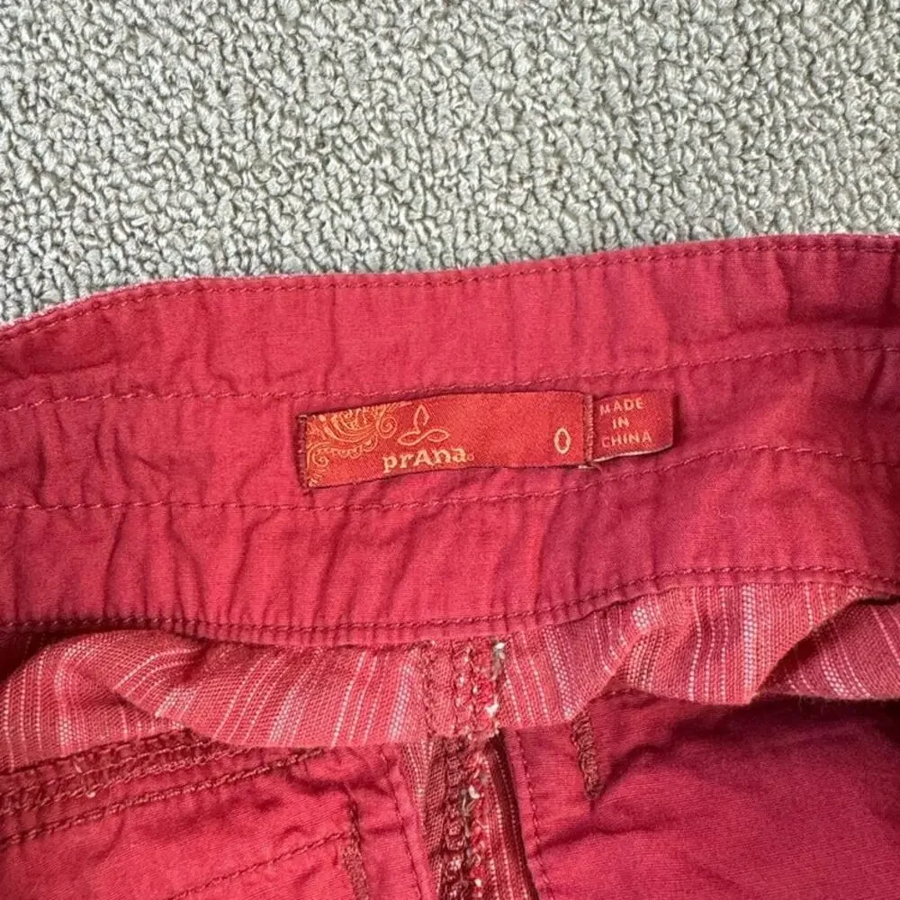 Prana Shorts Red‎ Vini Striped Casual Sunwashed Size 0